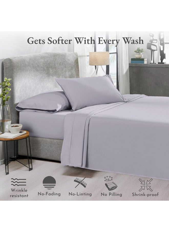 California Design Den 400 Thread Count 100% Cotton Sheets, King Size Sheet Set, Luxury Sheets & Pillowcases, Breathable Bedding for King Bed, Sateen, King Bed Sheets with Deep Pockets (Lavender Gray)