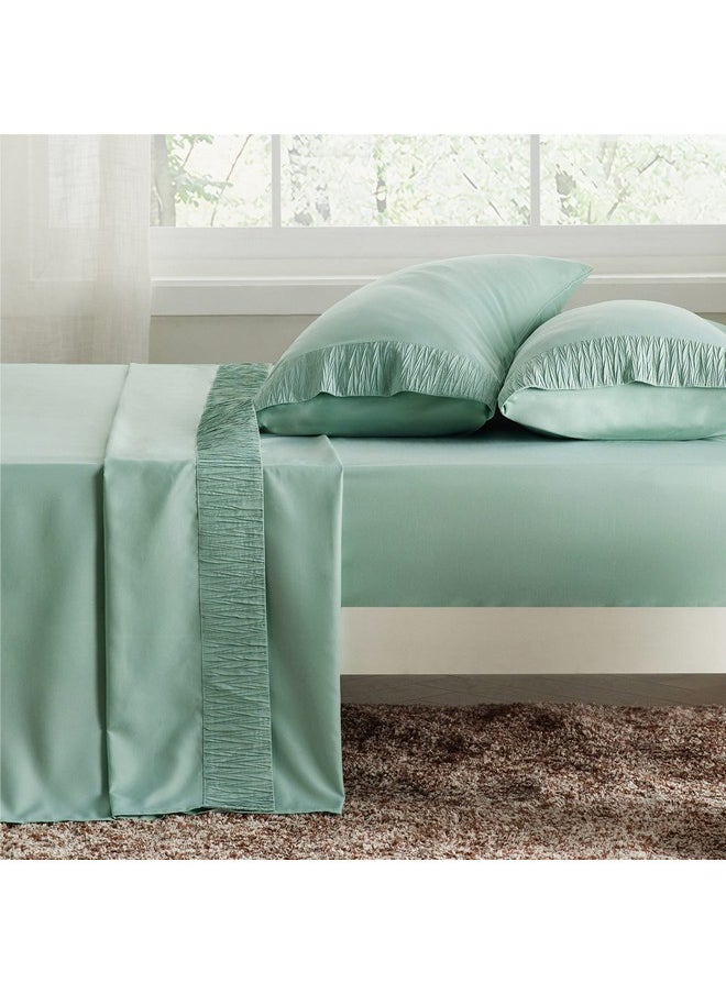 Bedsure Queen Sheet Set - Soft Sheets for Queen Size Bed, 4 Pieces Hotel Luxury Mint Green Sheets Queen, Easy Care Polyester Microfiber Cooling Bed Sheet Set