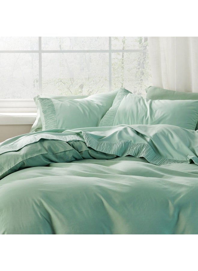 Bedsure Queen Sheet Set - Soft Sheets for Queen Size Bed, 4 Pieces Hotel Luxury Mint Green Sheets Queen, Easy Care Polyester Microfiber Cooling Bed Sheet Set