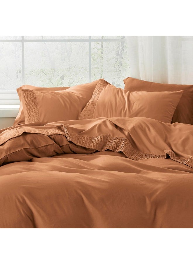 Bedsure King Size Sheets - Soft Sheets for King Size Bed, 4 Pieces Hotel Luxury Burnt Orange Sheets King, Easy Care Polyester Microfiber Cooling Bed Sheet Set