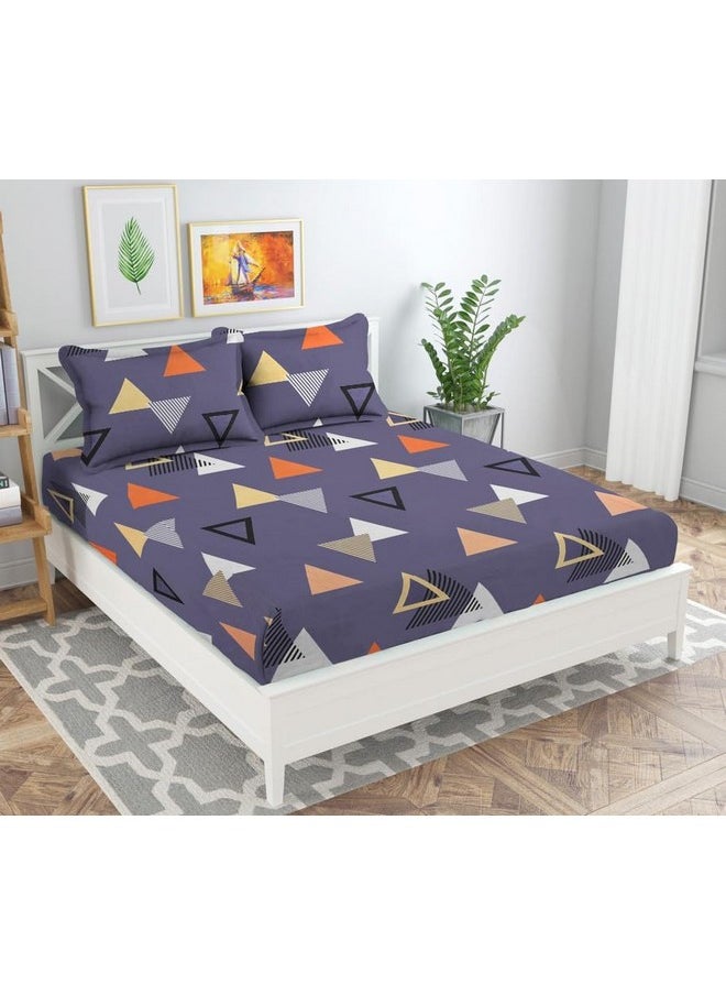 BSB HOME 120 TC Double Printed Bedsheet with 2 Pillow Covers | 110 GSM Soft Brushed Microfiber - Breathable & Wrinkle Free - (86 X 88 Inch, Purple & Orange)