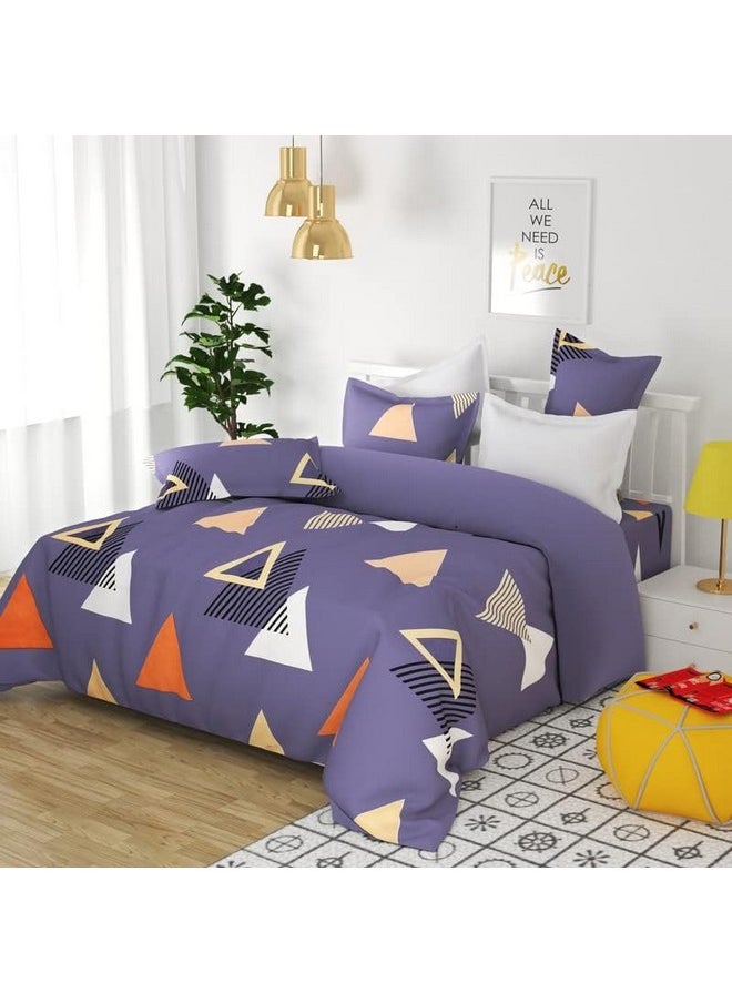 BSB HOME 120 TC Double Floral Bedsheet with 2 Pillow Covers | 110 GSM Soft Brushed Microfiber - Breathable & Wrinkle Free - (86 X 88 Inch, Purple & Orange)