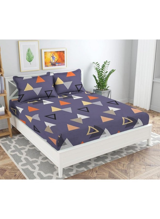 BSB HOME 120 TC Double Floral Bedsheet with 2 Pillow Covers | 110 GSM Soft Brushed Microfiber - Breathable & Wrinkle Free - (86 X 88 Inch, Purple & Orange)