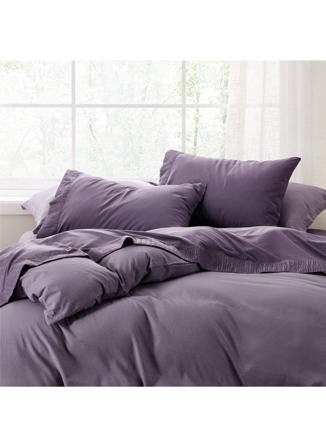 Bedsure Queen Sheet Set - Soft Sheets for Queen Size Bed, 4 Pieces Hotel Luxury Dusty Purple Sheets Queen, Easy Care Polyester Microfiber Cooling Bed Sheet Set