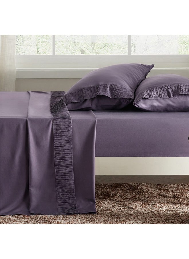 Bedsure Queen Sheet Set - Soft Sheets for Queen Size Bed, 4 Pieces Hotel Luxury Dusty Purple Sheets Queen, Easy Care Polyester Microfiber Cooling Bed Sheet Set