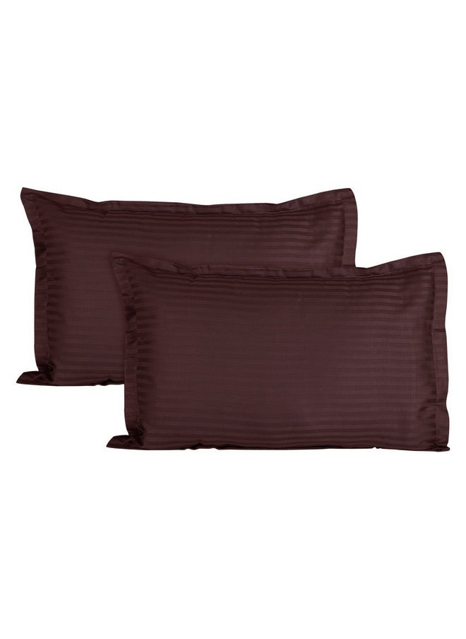 Trance Home Linen 200 TC Cotton Standard Size 18x28 inch Satin Stripe Pillow Covers | Pillow Cases | Set of 2 Piece Pillow Covers only |Standard Size (Chocolate Brown, 18 X 28 inch)