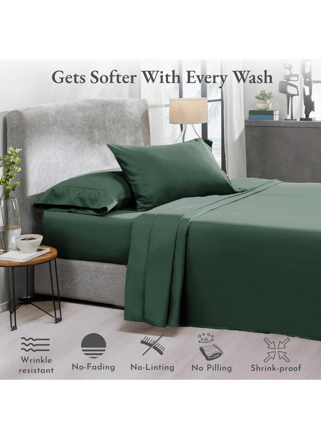 California Design Den Softest 100% Cotton Sheets, Full Size Sheet Sets, 400 Thread Count Sateen Bedding, Deep Pocket Sheets, Cooling Sheets, Full Size Sheets, Breathable Bed Set (Hunter Green)