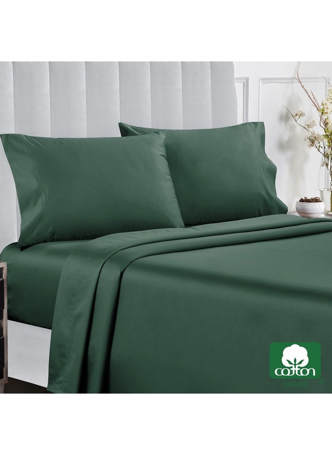 California Design Den Softest 100% Cotton Sheets, Full Size Sheet Sets, 400 Thread Count Sateen Bedding, Deep Pocket Sheets, Cooling Sheets, Full Size Sheets, Breathable Bed Set (Hunter Green)