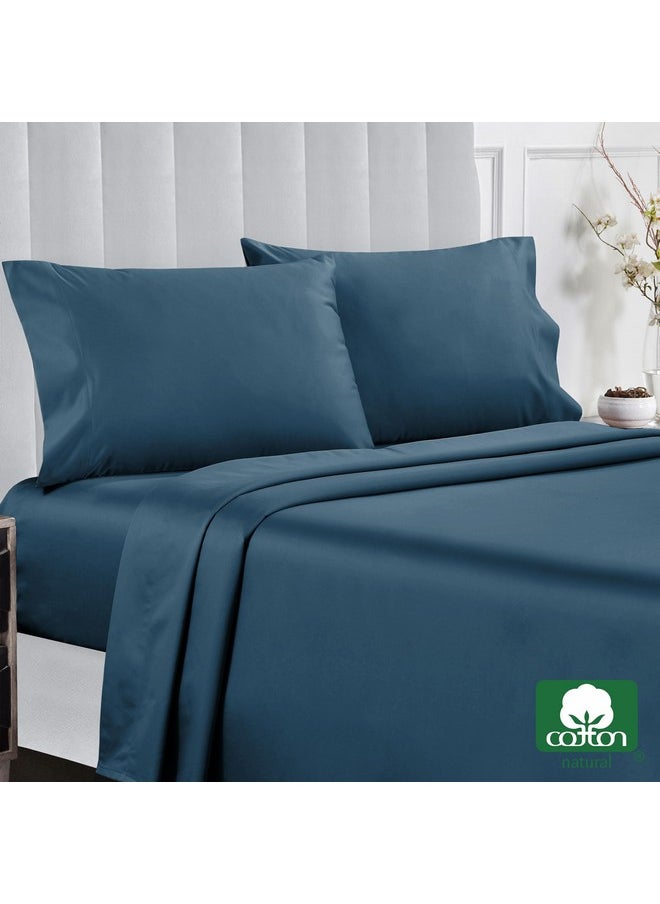 California Design Den Soft 100% Cotton Sheets, Full Size Sheet Sets, 400 Thread Count Sateen Bedding, Deep Pocket Sheets, Cooling Sheets, Full Size Sheets, Breathable Bed Set (Peacock Blue)