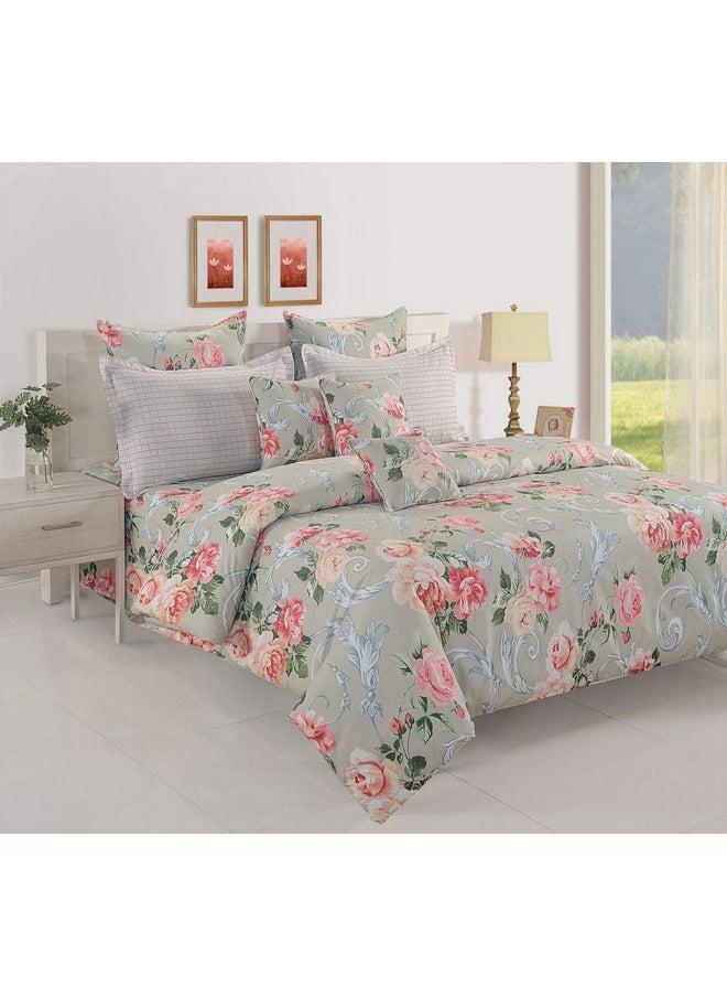 Swayam Premium Cotton Double XL Bedsheet 160 TC with 2 Pillow Covers | Double XL Bed Bedsheet with Pillow Covers - Light Pink Floral