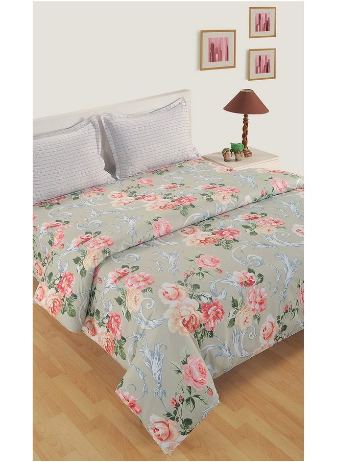 Swayam Premium Cotton Double XL Bedsheet 160 TC with 2 Pillow Covers | Double XL Bed Bedsheet with Pillow Covers - Light Pink Floral