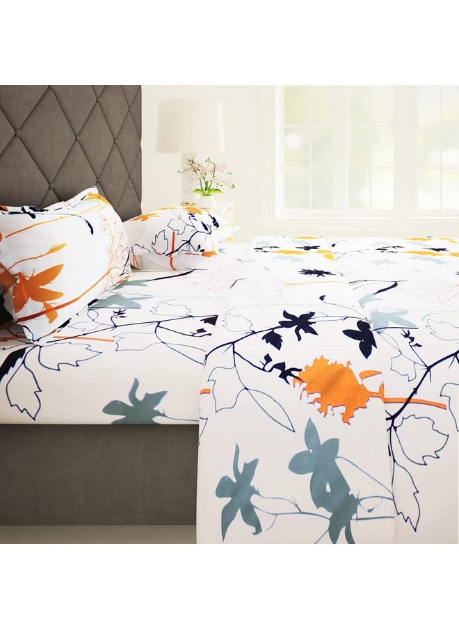 Story@Home Bedsheet for Double Size Bed | 186 TC | White | Printed | 1 Piece Cotton bedsheet for Double Size Bed with 2 Pillow Covers (225 x 250 cm) Perfect for Home Decor & Gifting | Cotton bedsheet