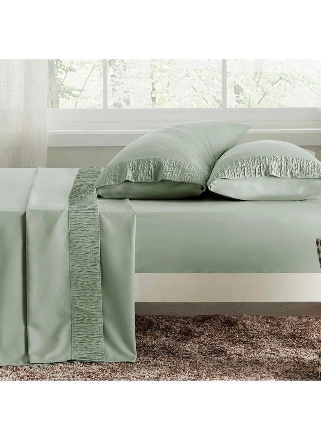 Bedsure Queen Sheet Set - Soft Sheets for Queen Size Bed, 4 Pieces Hotel Luxury Sage Green Queen Sheets, Easy Care Polyester Microfiber Cooling Bed Sheet Set