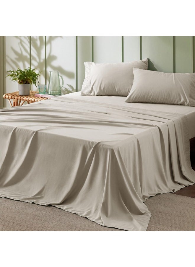 Bedsure King Size Sheets - Soft Sheets for King Size Bed, 4 Pieces Hotel Luxury Linen King Sheets, Easy Care Polyester Microfiber Cooling Bed Sheet Set