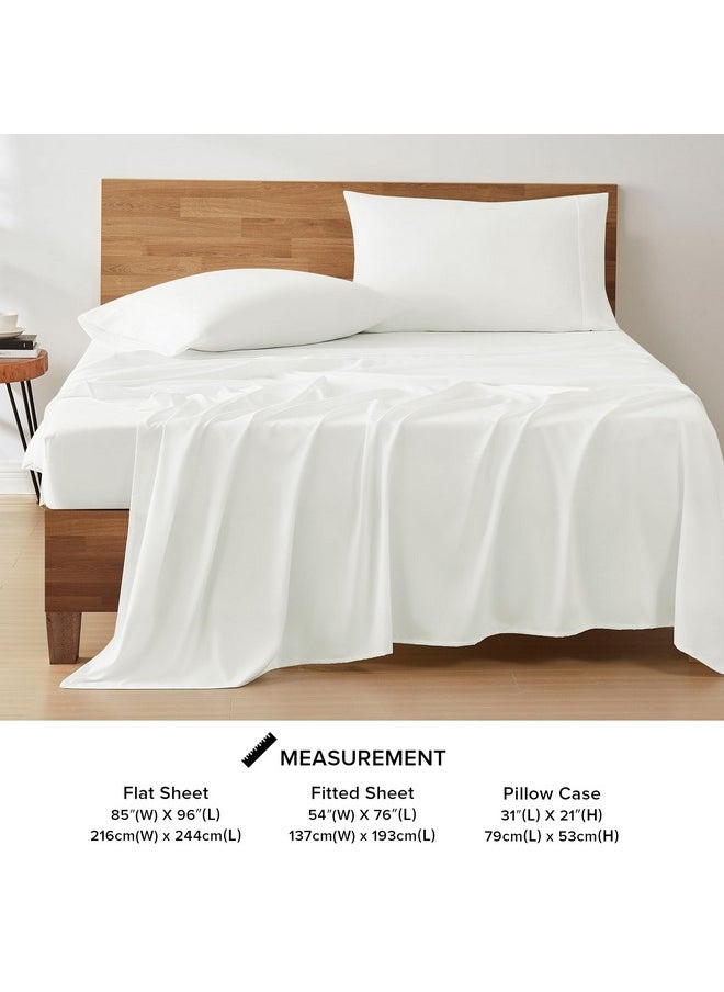 UGG 11787 Alahna Full Bed Sheets and Pillowcases 4-Piece Set Sleep in Luxury Machine Washable Deep Pockets Wrinkle-Resistant Breathable Cozy Comfort Silky Cooling Sheets, Full, White