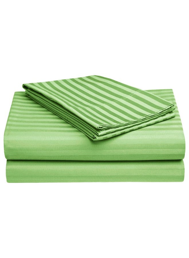 Story@Home Bedsheet for King Size Bed | Cotton Bedsheet | Satin Stripes King Size Bed Sheet Cotton with 2 King Size Pillow Covers(270 x 270cm, Green) King bedsheet | Perfect for Home Decor | 300TC