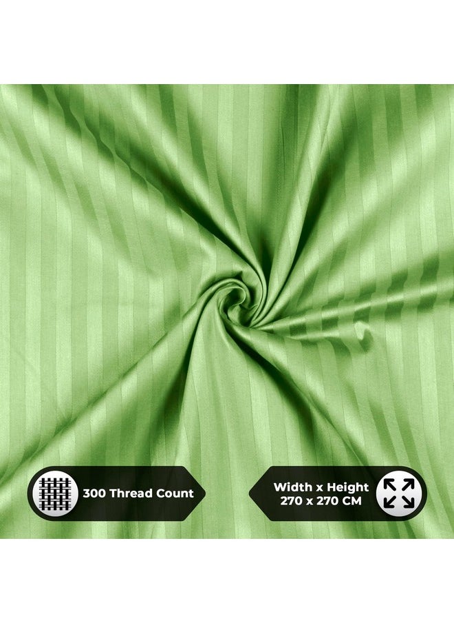 Story@Home Bedsheet for King Size Bed | Cotton Bedsheet | Satin Stripes King Size Bed Sheet Cotton with 2 King Size Pillow Covers(270 x 270cm, Green) King bedsheet | Perfect for Home Decor | 300TC