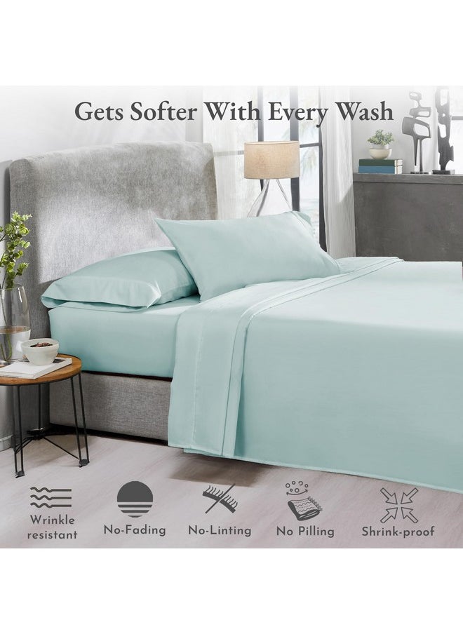 California Design Den Softest 100% Cotton Sheets, Full Size Sheet Sets, 400 Thread Count Sateen Bedding, Deep Pocket Sheets, Cooling Sheets, Full Size Sheets, Breathable Bed Set (Seafoam)