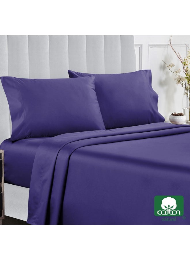 California Design Den 100% Cotton Sheets, Soft Queen Sheet Set, Cooling Sheets for Queen Size Bed with Deep Pockets, 400 Thread Count Sateen, Bedding Sheets & Pillowcases, Queen Sheets (Dark Purple)