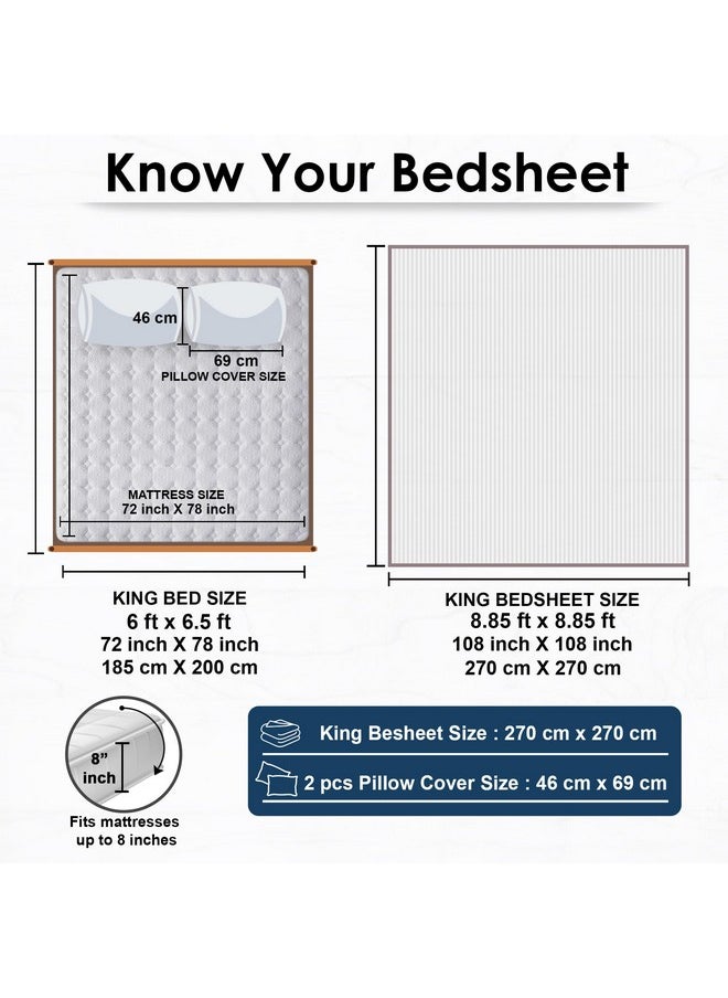 Story@Home Bedsheet for King Size Bed | Cotton Bedsheet | Satin King Size Bed Sheet Cotton with 2 King Size Pillow Covers(270 x 270cm, White Bedsheet) King bedsheet | Perfect for Home Decor | 300TC