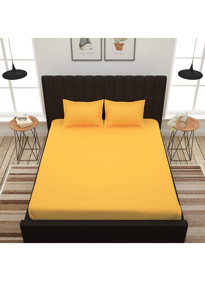 Story@Home Bedsheet for King Size Bed | Cotton Bedsheet | Solid King Size Bed Sheet Cotton with 2 King Size Pillow Covers (270 x 270cm, Yellow) King bedsheet | Perfect for Home Decor | 300TC