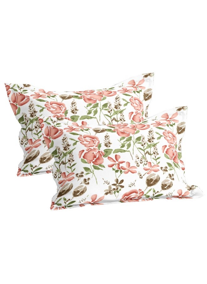 Trance Home Linen Floral 180 TC Cotton Printed Pillow Covers | Pillow Cases | Set of 2 Piece Pillow Covers only |Large Size (20 X 30 inch, Huvu Red)