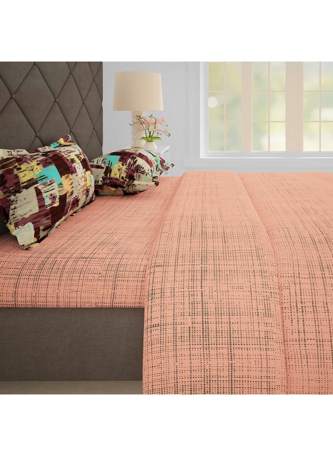 Story@Home Bedsheet for Double Bed | 152TC | Peach | Dotted Print | 1 Piece Cotton bedsheet for Double Bed with 2 Pillow Covers (225 x250cm) Perfect for Home Decor & Gifting | 100% Cotton bedsheets