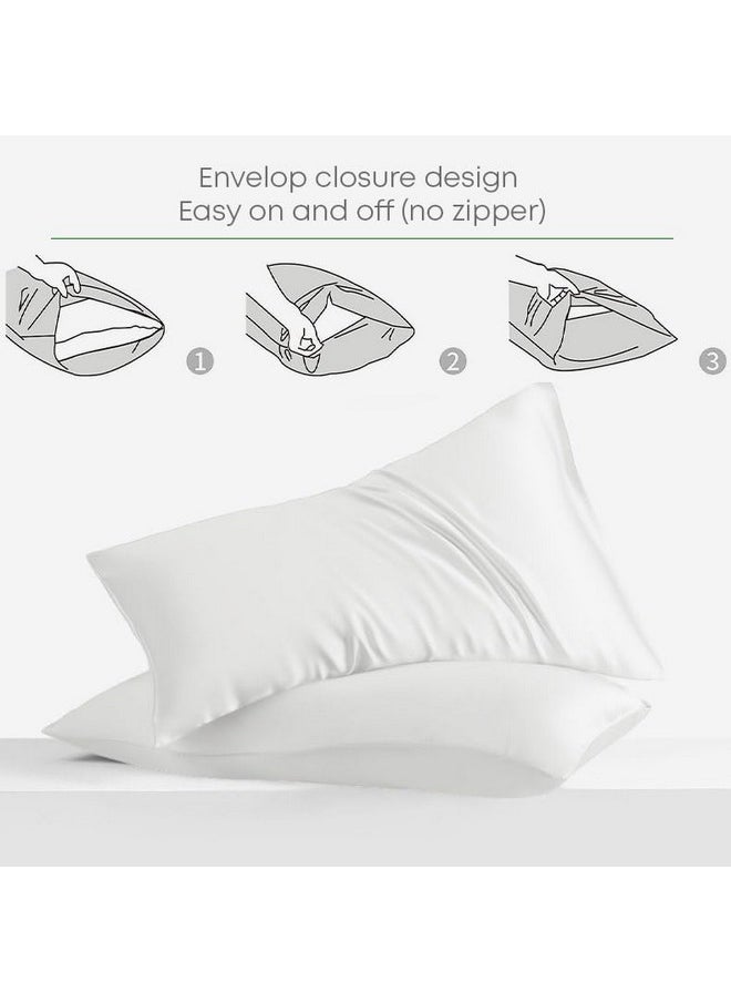 LINENWALAS Solid Cotton 400 TC Pillow Cover, Set of 2 Pillowcovers in White, Standard Size Pillowcase, Pillow Covers with Envelope Closure (17x27 Inch, White)