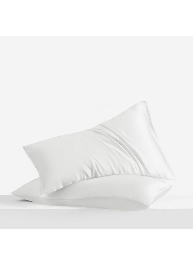 LINENWALAS Solid Cotton 400 TC Pillow Cover, Set of 2 Pillowcovers in White, Standard Size Pillowcase, Pillow Covers with Envelope Closure (17x27 Inch, White)