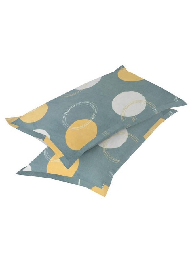 BSB HOME 160 TC Glace Cotton Double Floral Bedsheet with 2 Pillow Covers | 125 GSM Soft Brushed - Breathable & Wrinkle Free - (90 X 90 Inch, Grey & Beige & Yellow)