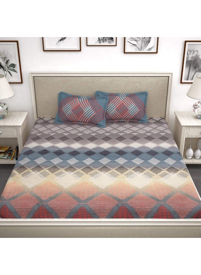 Story@Home Bedsheet for King Size Bed | Cotton Bedsheet | Abstract | King Size Bed Sheet Cotton with 2 King Size Pillow Covers (270 x 270 cm, Grey) King bedsheet | Perfect for Home Decor | 240TC