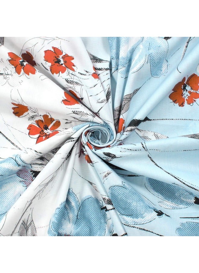 Story@Home Bedsheet for King Size Bed | Cotton Bedsheet | Floral | King Size Bed Sheet Cotton with 2 King Size Pillow Covers (270 x 270cm, Sky Blue) King bedsheet | Perfect for Home Decor | 240TC