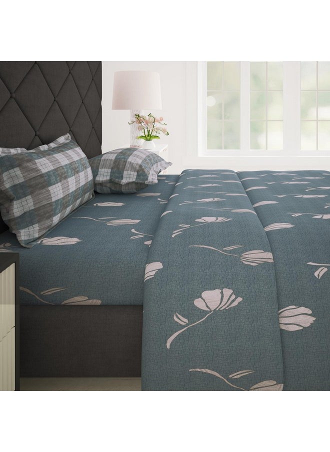 Story@Home Bedsheet for King Size Bed | 186 TC | Grey | Floral | 1 Piece Cotton bedsheet for King Size Bed with 2 Pillow Covers (270 x 270 cm) Perfect for Home Decor & Gifting | Cotton bedsheet