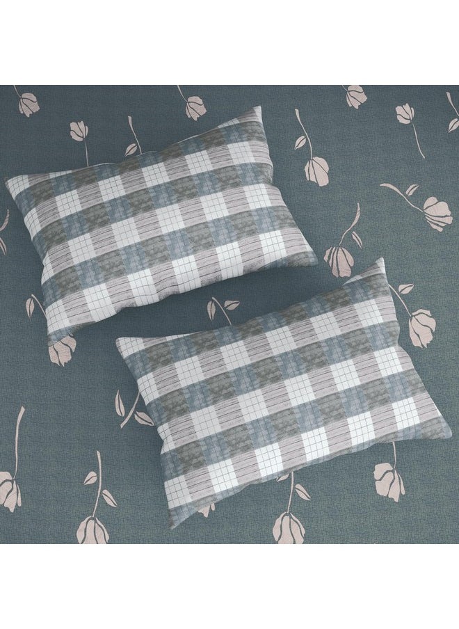 Story@Home Bedsheet for King Size Bed | 186 TC | Grey | Floral | 1 Piece Cotton bedsheet for King Size Bed with 2 Pillow Covers (270 x 270 cm) Perfect for Home Decor & Gifting | Cotton bedsheet