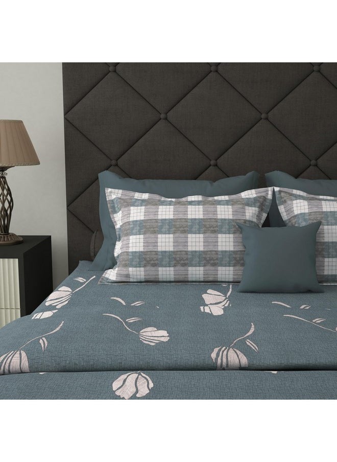 Story@Home Bedsheet for King Size Bed | 186 TC | Grey | Floral | 1 Piece Cotton bedsheet for King Size Bed with 2 Pillow Covers (270 x 270 cm) Perfect for Home Decor & Gifting | Cotton bedsheet