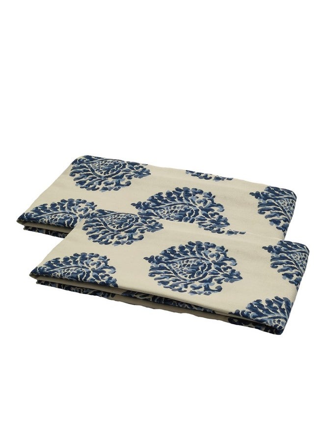 Trance Home Linen 200 Tc Cotton Floral Printed Pillow Covers | Pillow Cases | Set Of 2 Piece Pillow Covers Only |Large Size (20 X 30 Inch, Damask Blue)