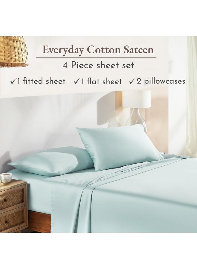 California Design Den Soft 100% Cotton Sheets for Queen Size Bed Sheets with Deep Pocket, Queen Sheet Set with Sateen Weave, Cooling Sheets (Seafoam)