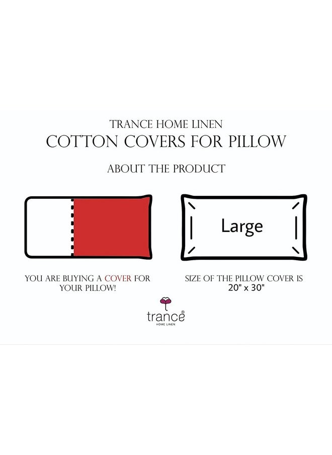 Trance Home Linen 200 TC Cotton Large Size 20x30 inch Satin Stripe Pillow Covers | Pillow Cases | Set of 2 Piece Pillow Covers only |Large Size (Maroon, 20 X 30 inch)