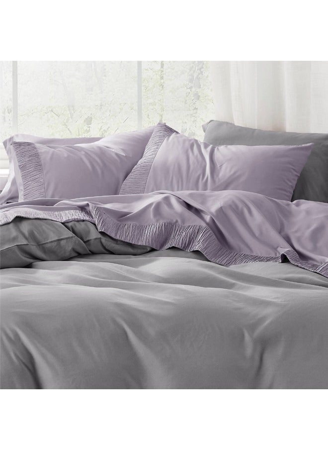 Bedsure Queen Sheet Set - Soft Sheets for Queen Size Bed, 4 Pieces Hotel Luxury Lavender Queen Sheets, Easy Care Polyester Microfiber Cooling Bed Sheet Set