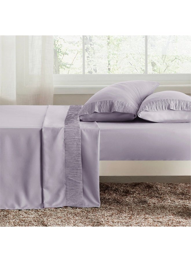 Bedsure Queen Sheet Set - Soft Sheets for Queen Size Bed, 4 Pieces Hotel Luxury Lavender Queen Sheets, Easy Care Polyester Microfiber Cooling Bed Sheet Set