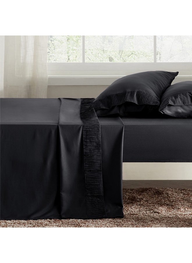 Bedsure California King Sheets Black - Soft Sheets for California King Size Bed, 4 Pieces Hotel Luxury California King Sheet Sets, Easy Care Polyester Microfiber Cooling Bed Sheet Set