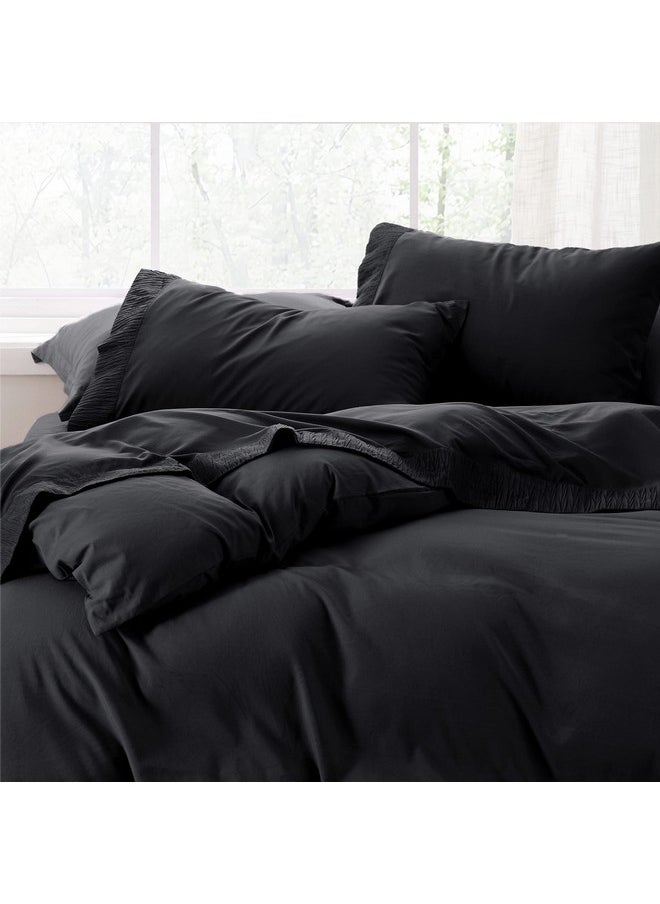 Bedsure California King Sheets Black - Soft Sheets for California King Size Bed, 4 Pieces Hotel Luxury California King Sheet Sets, Easy Care Polyester Microfiber Cooling Bed Sheet Set