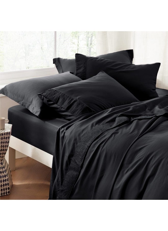 Bedsure California King Sheets Black - Soft Sheets for California King Size Bed, 4 Pieces Hotel Luxury California King Sheet Sets, Easy Care Polyester Microfiber Cooling Bed Sheet Set