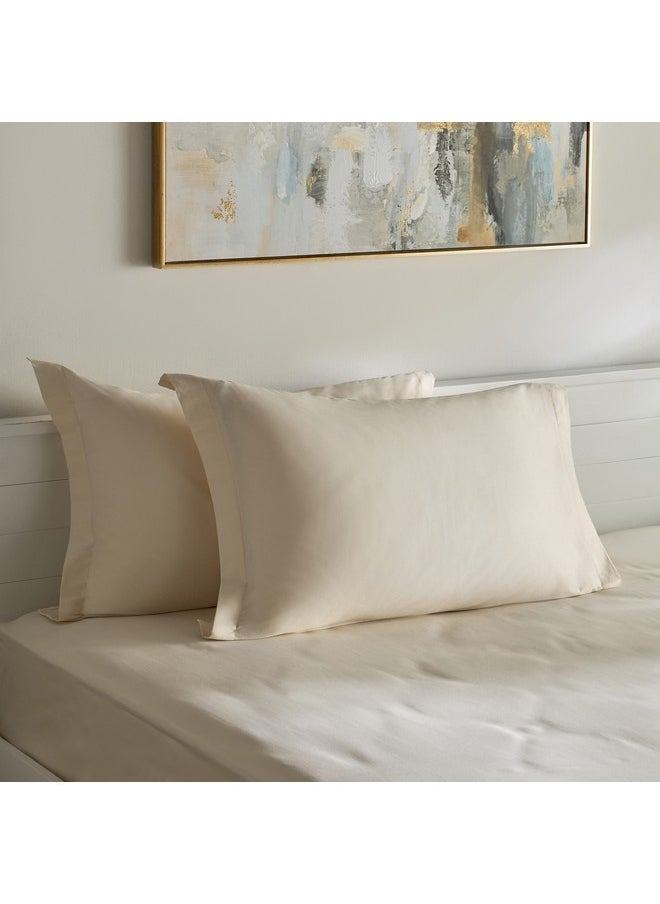 Opulent Luxe 2-Pieces Cotton Solid Pillowcase Set 75 x 50 x 5 cm