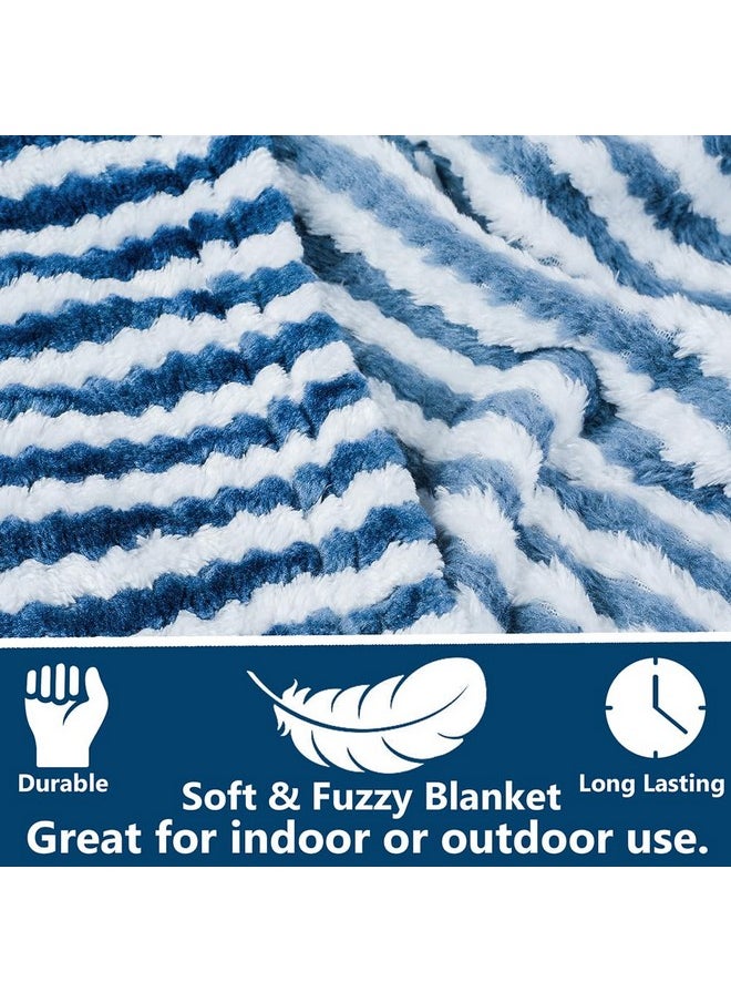 BSB HOME Polyester Premium Jacquard Plush Double Blanket | 300 GSM Lightweight Cozy Soft for Bed, Sofa, Couch, Travel & Camping| 220X230 Cm Or 86X90 Inches|Blue & White| TC - 220