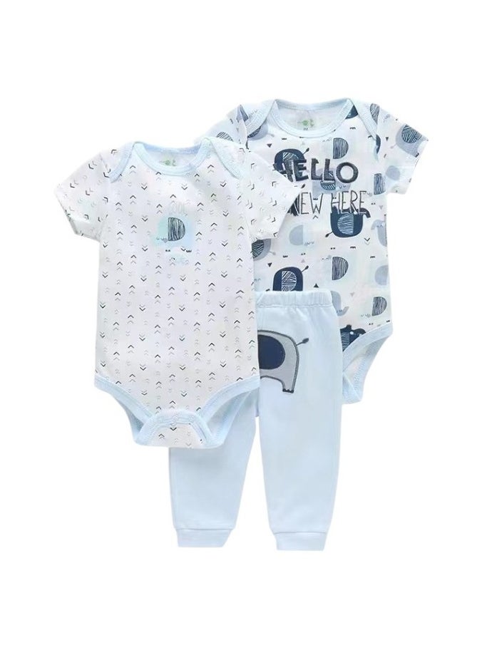 Bambimici Elephant Print Short Sleeve with Pyjama 3-Piece