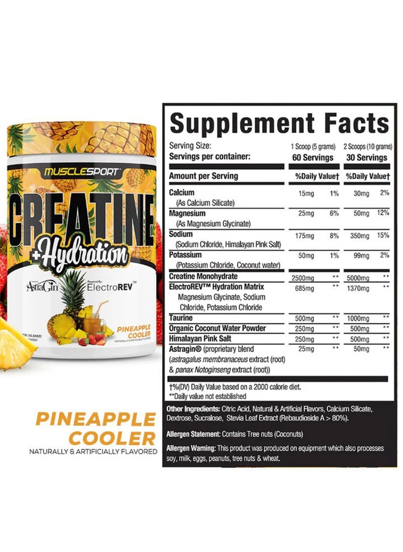 MuscleSport Creatine +Hydration 300g Pineapple Cooler