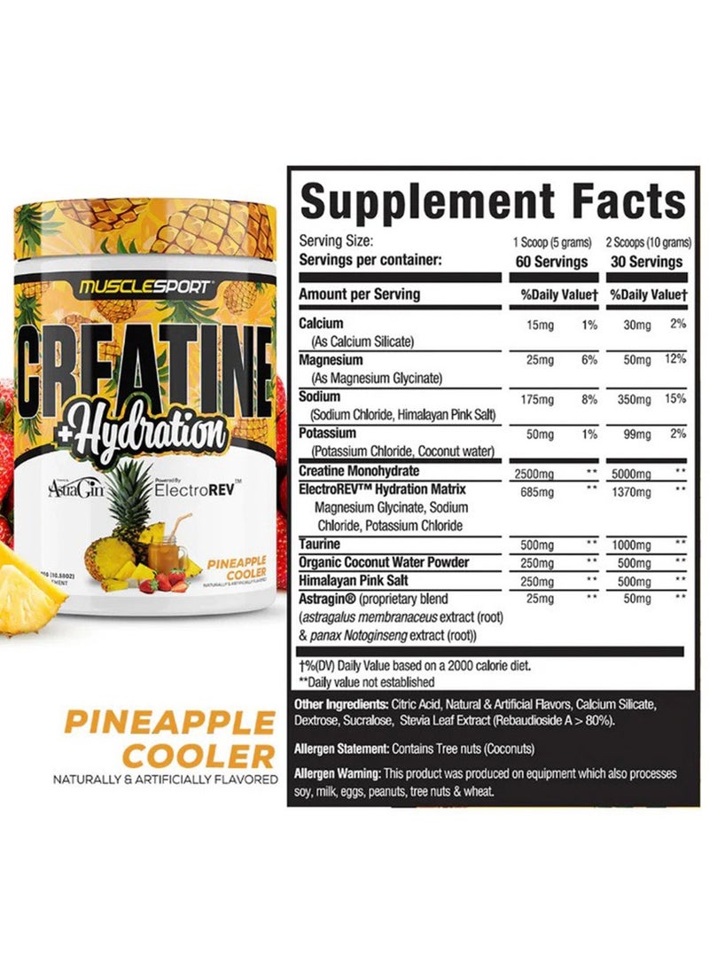 MuscleSport Creatine +Hydration 300g Pineapple Cooler