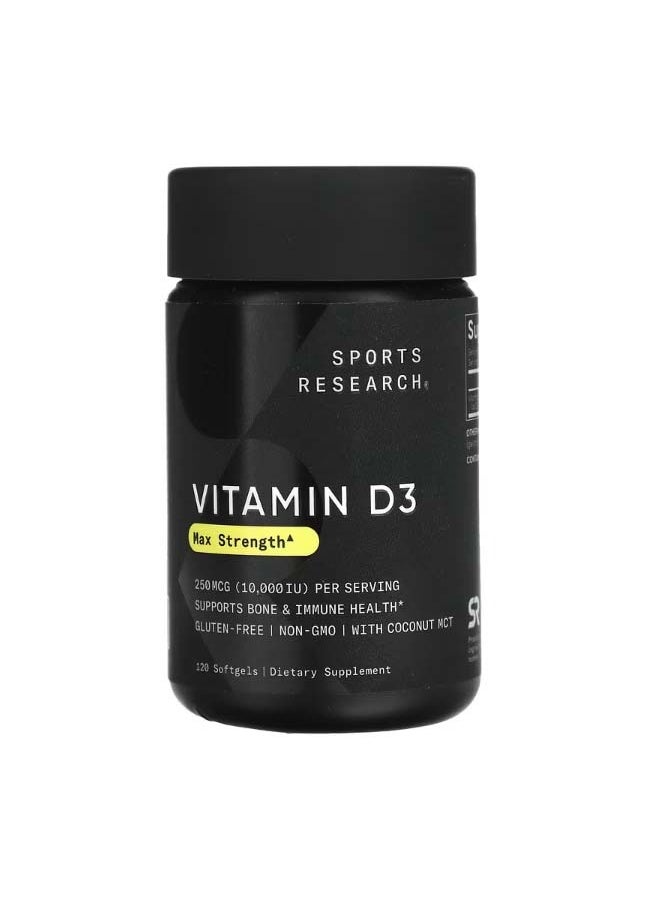 Vitamin D3 Max Strength 250 mcg 10000 IU 120 Softgels