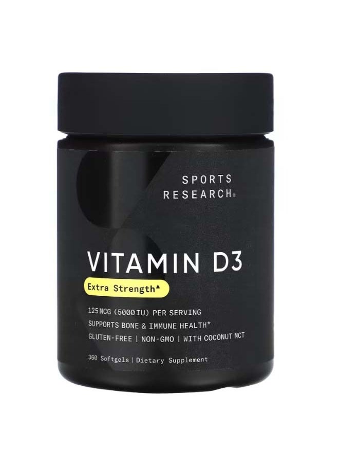 Vitamin D3 Extra Strength 125 mcg 5000 IU 360 Softgels